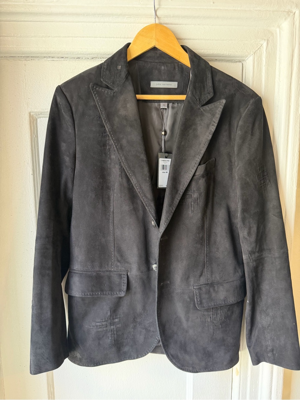 John Varvatos Black Suede Tailored Blazer
